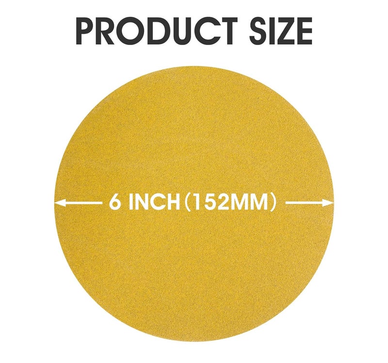 Shawya 100 PCS 6 Inch 150 Grit PSA Sandpaper Roll Round Sanding Discs Aluminum Oxide DA Sandpaper Discs with Adhesive Back Self Stick Sand Paper - Image 3